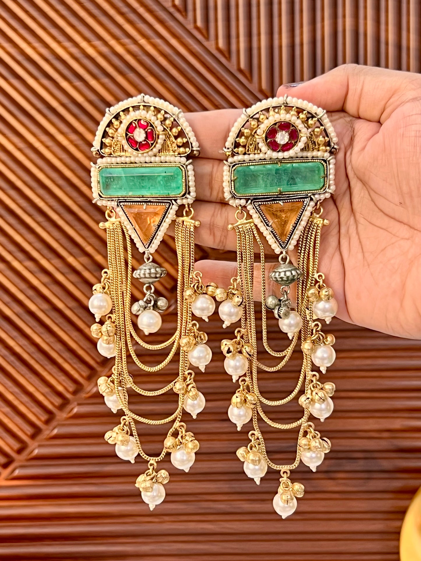 Kamini Gold and silver Plated Fusion Jhumkas