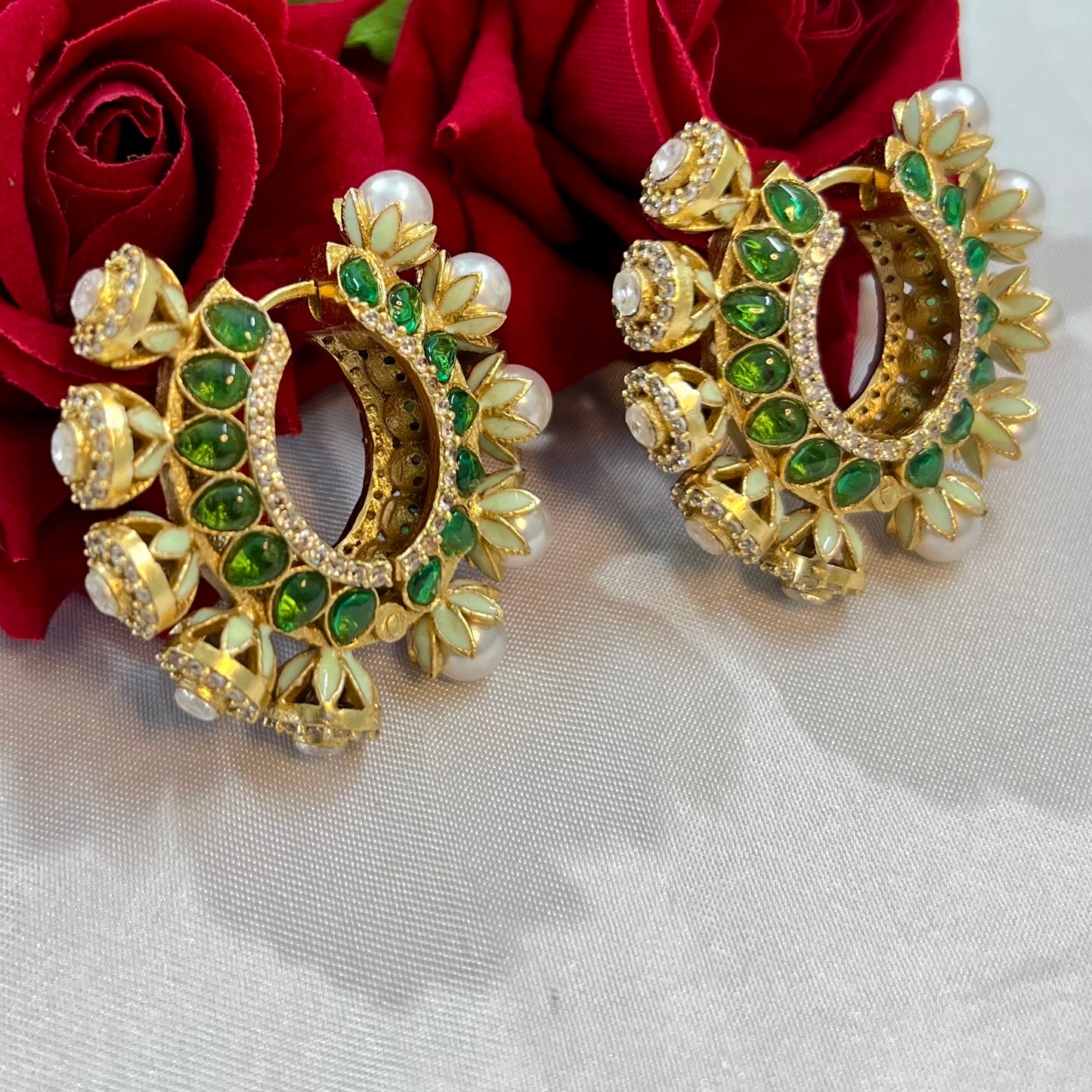 Aamara Polki Kundan Hoops Earrings