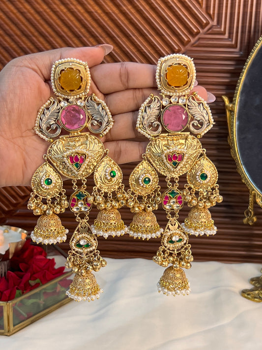 Aamara Gold Plated Earrings with Doublet Stone