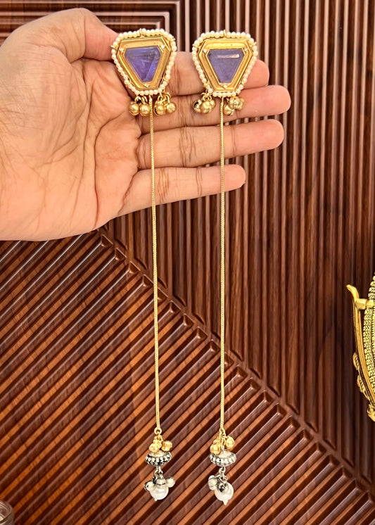 Anjali 18k Gold Plated Kashmiri Dejhoor Earrings with Doublet Stone