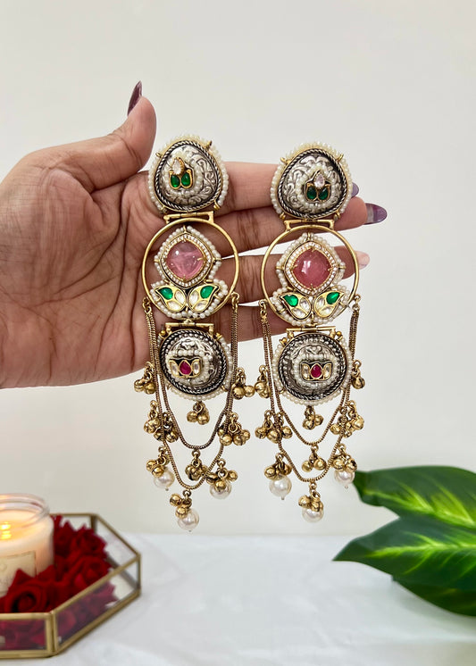 Rubina dual tone fusion dejhoor Kashmiri Earrings