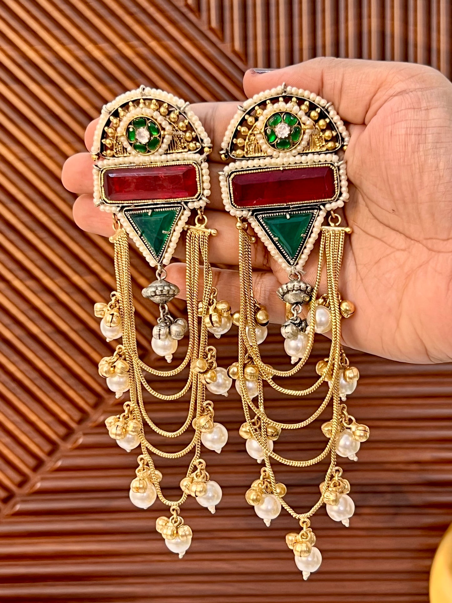 Kamini Gold and silver Plated Fusion Jhumkas