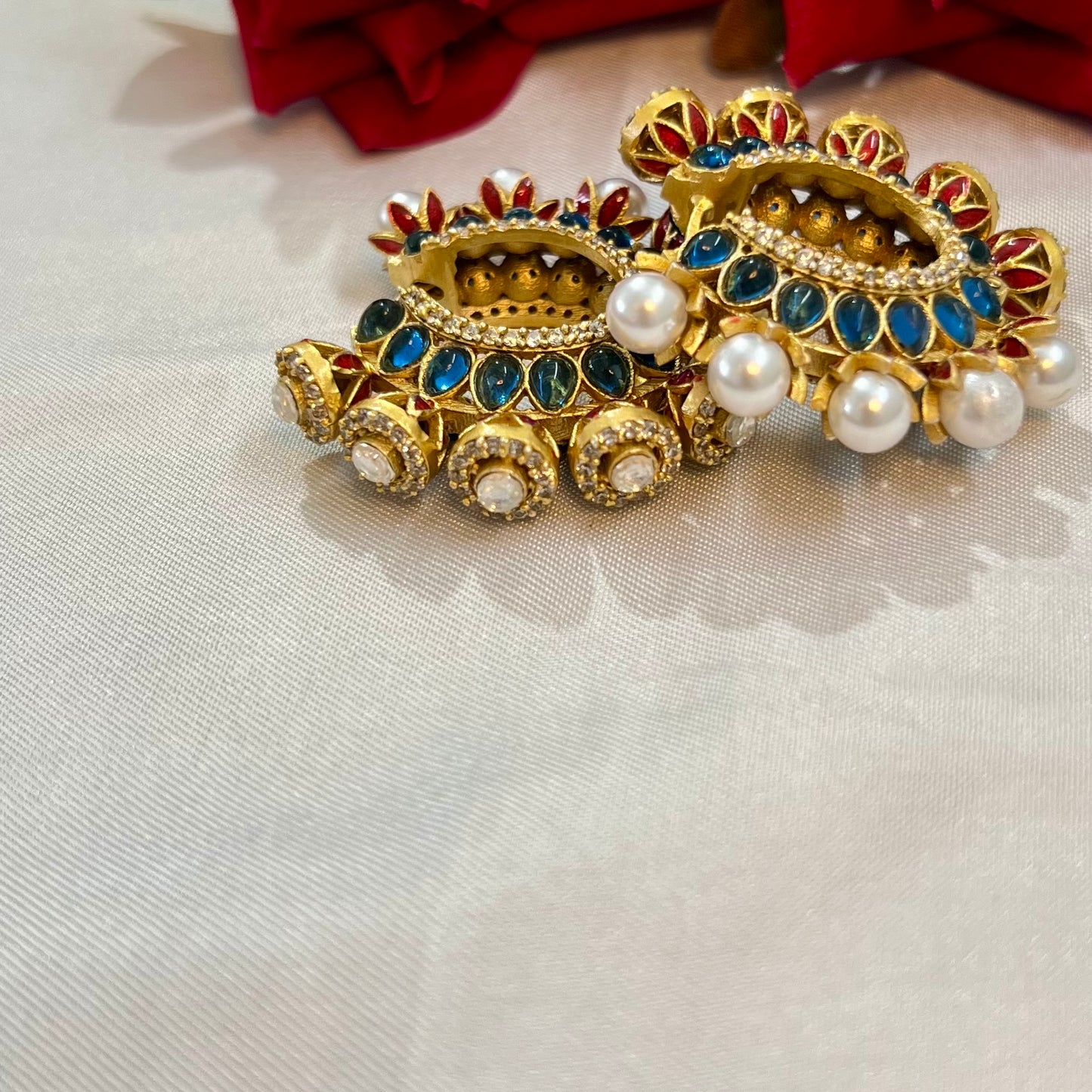 Aamara Polki Kundan Hoops Earrings