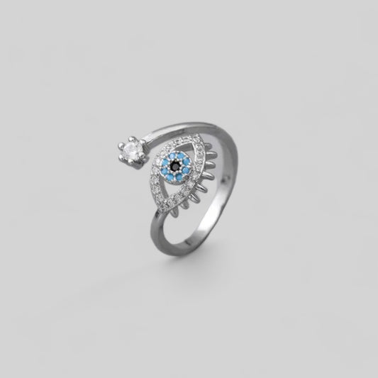 Evil Eye Silver Plated Finger Ring
