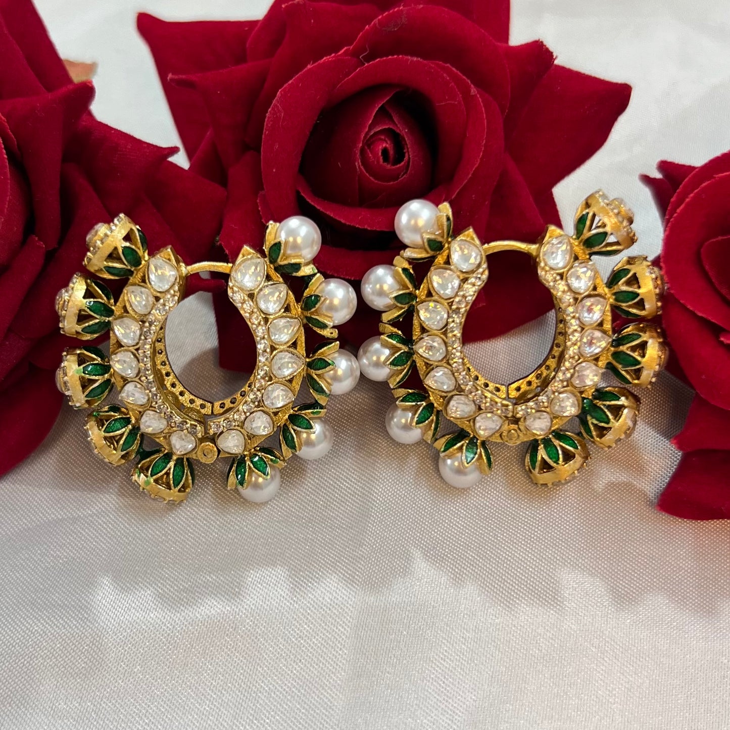 Aamara Polki Kundan Hoops Earrings