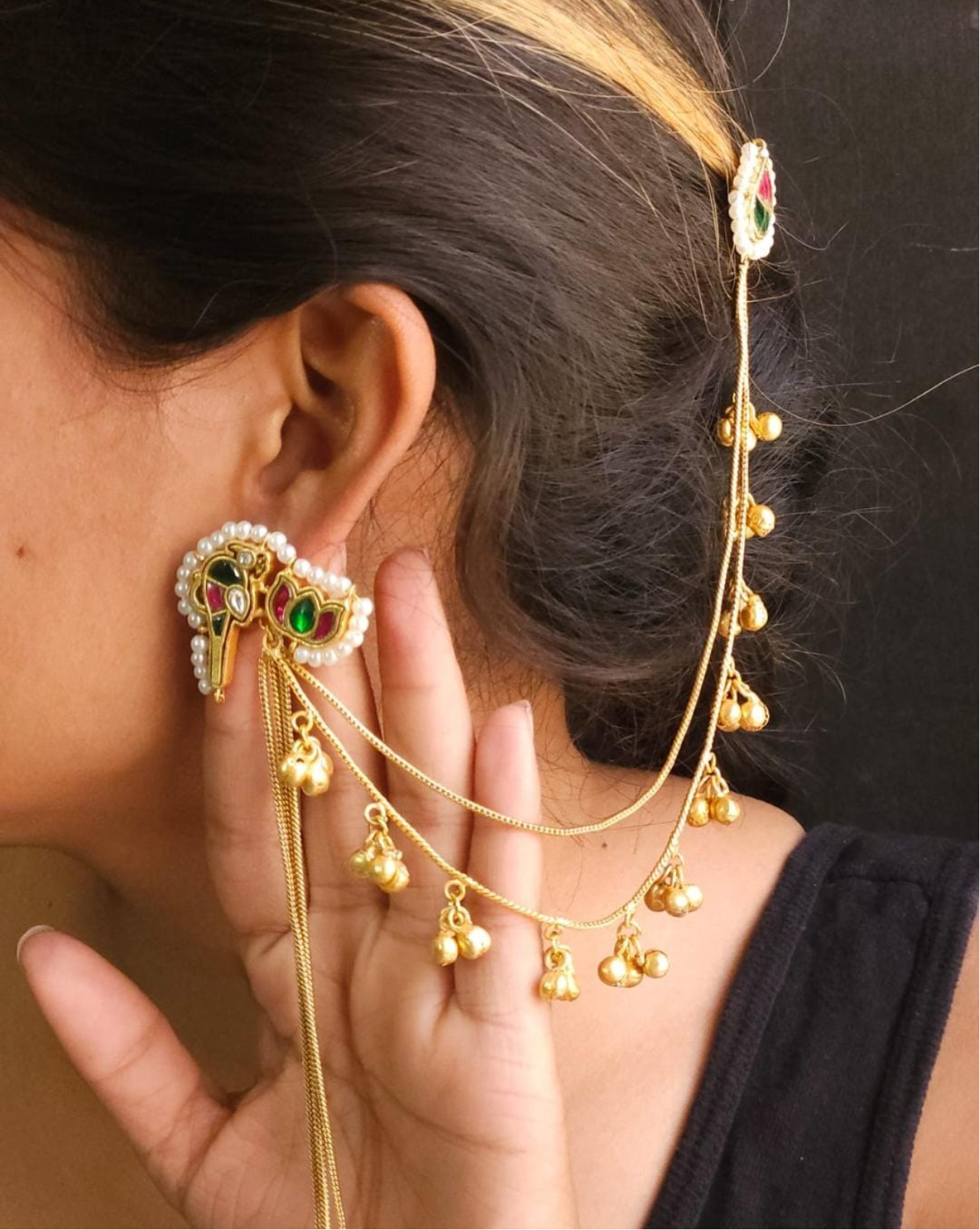 Aamara Kashmiri Earrings with Kaanchain