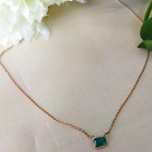 Emerald Gold plated pendent Necklace