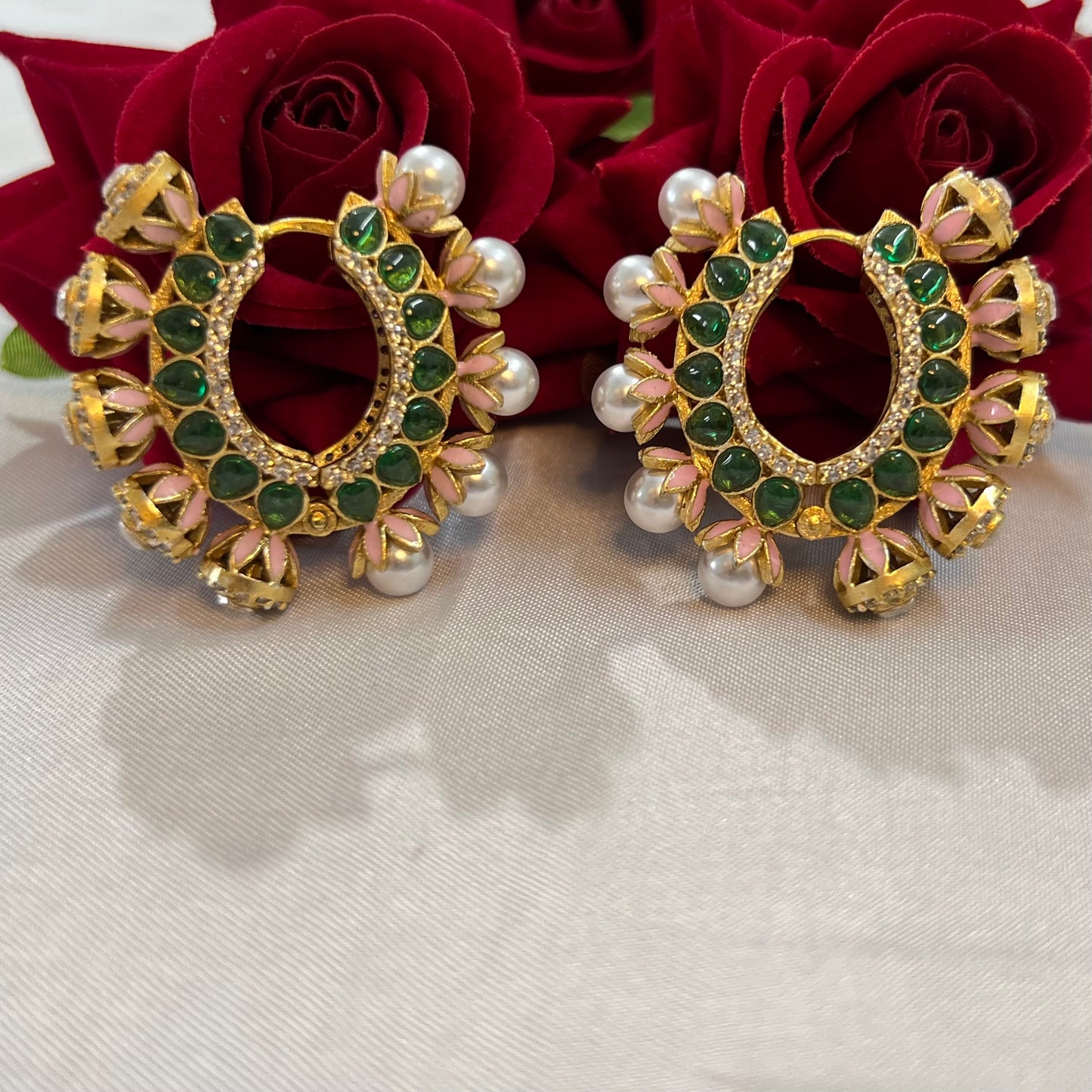 Aamara Polki Kundan Hoops Earrings