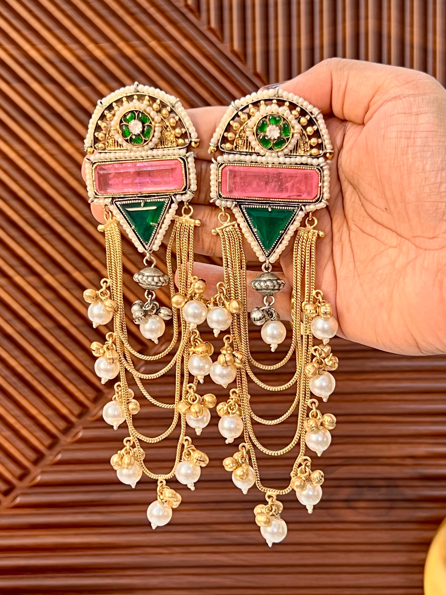 Kamini Gold and silver Plated Fusion Jhumkas
