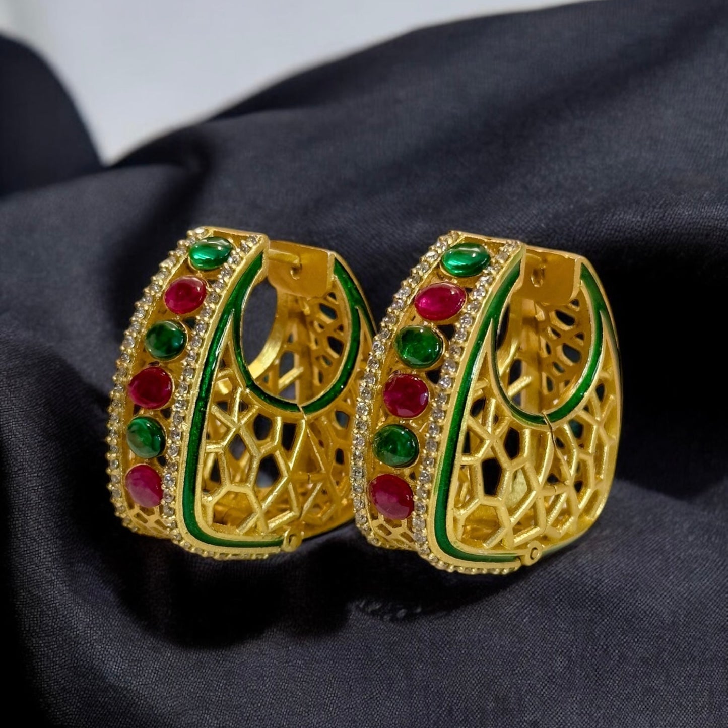 Naira Moissanite Kundan Hoops