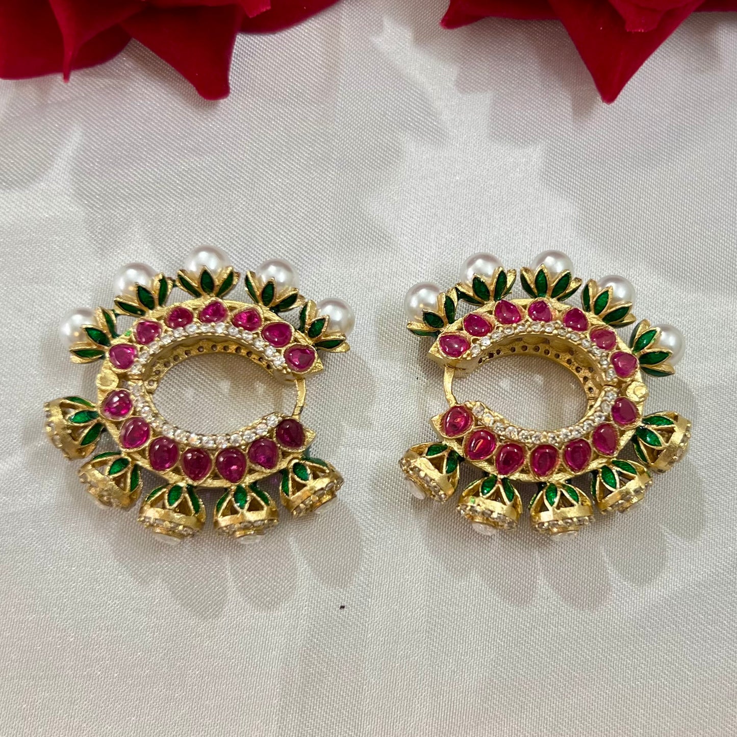 Aamara Polki Kundan Hoops Earrings