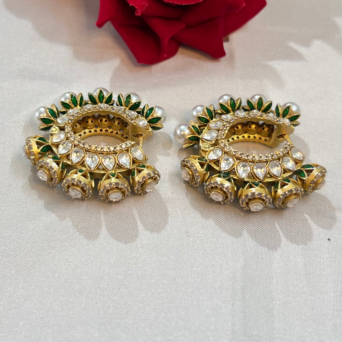 Aamara Polki Kundan Hoops Earrings
