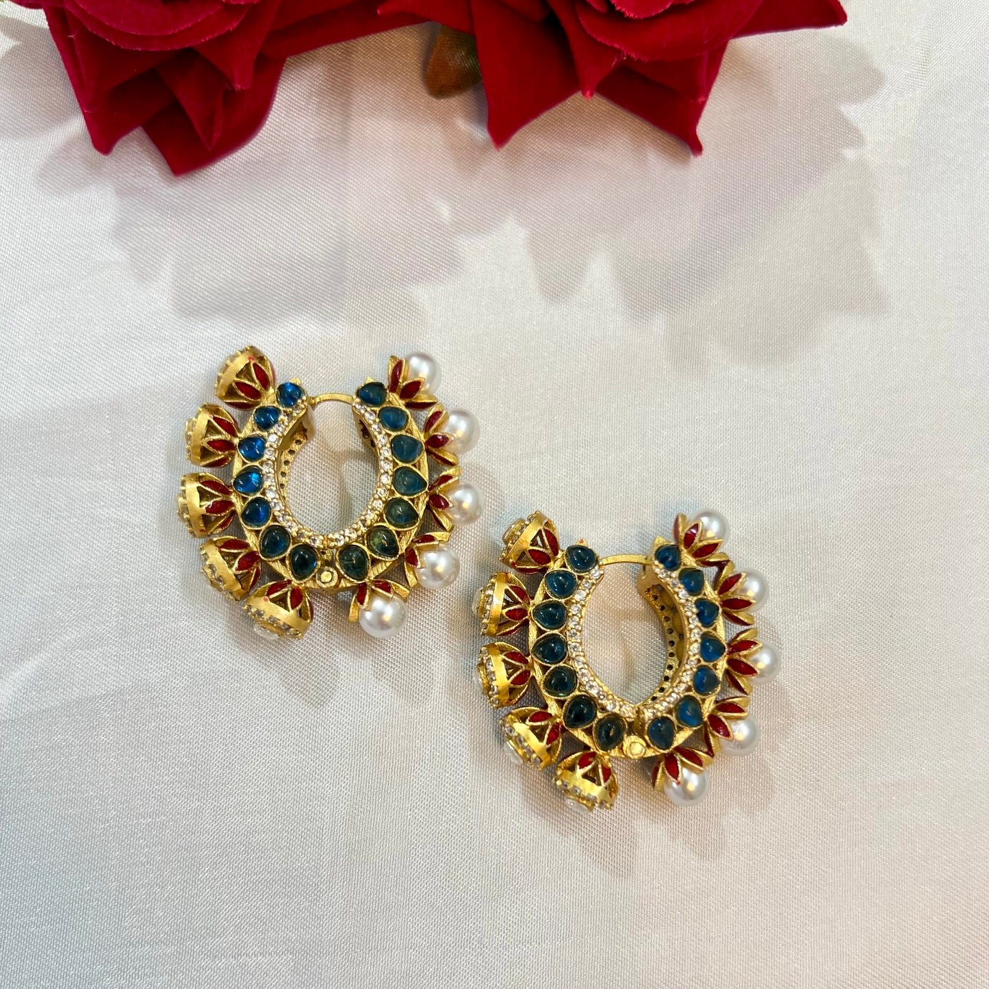 Aamara Polki Kundan Hoops Earrings