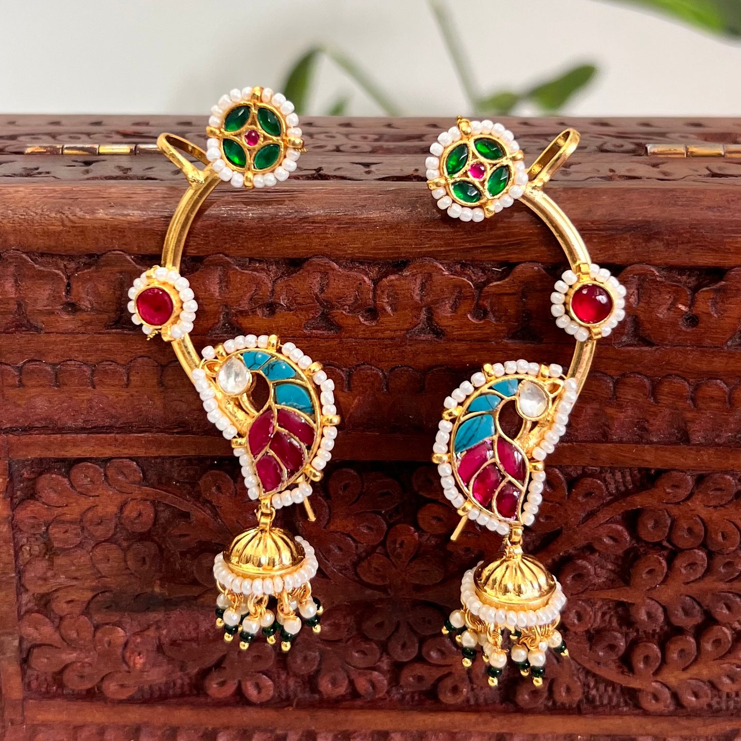 Radhika Gold plated Kaanphool Earrings