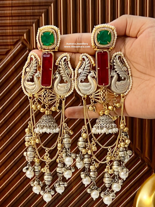 Shakti Gold and silver Plated Fusion Jhumkas