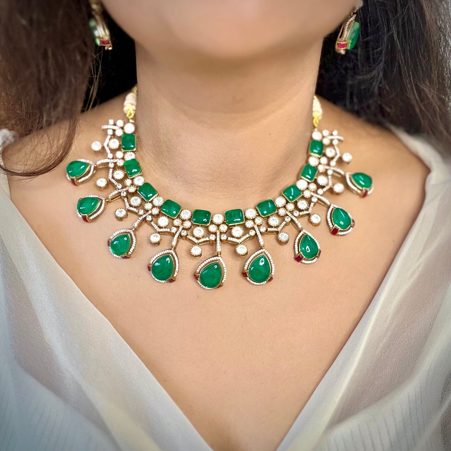 Kiara Moissanite and Doublet stone studded Jewellery set