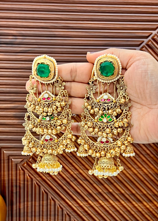 Mohini Gold Plated Fusion Kashmiri Jhumkas