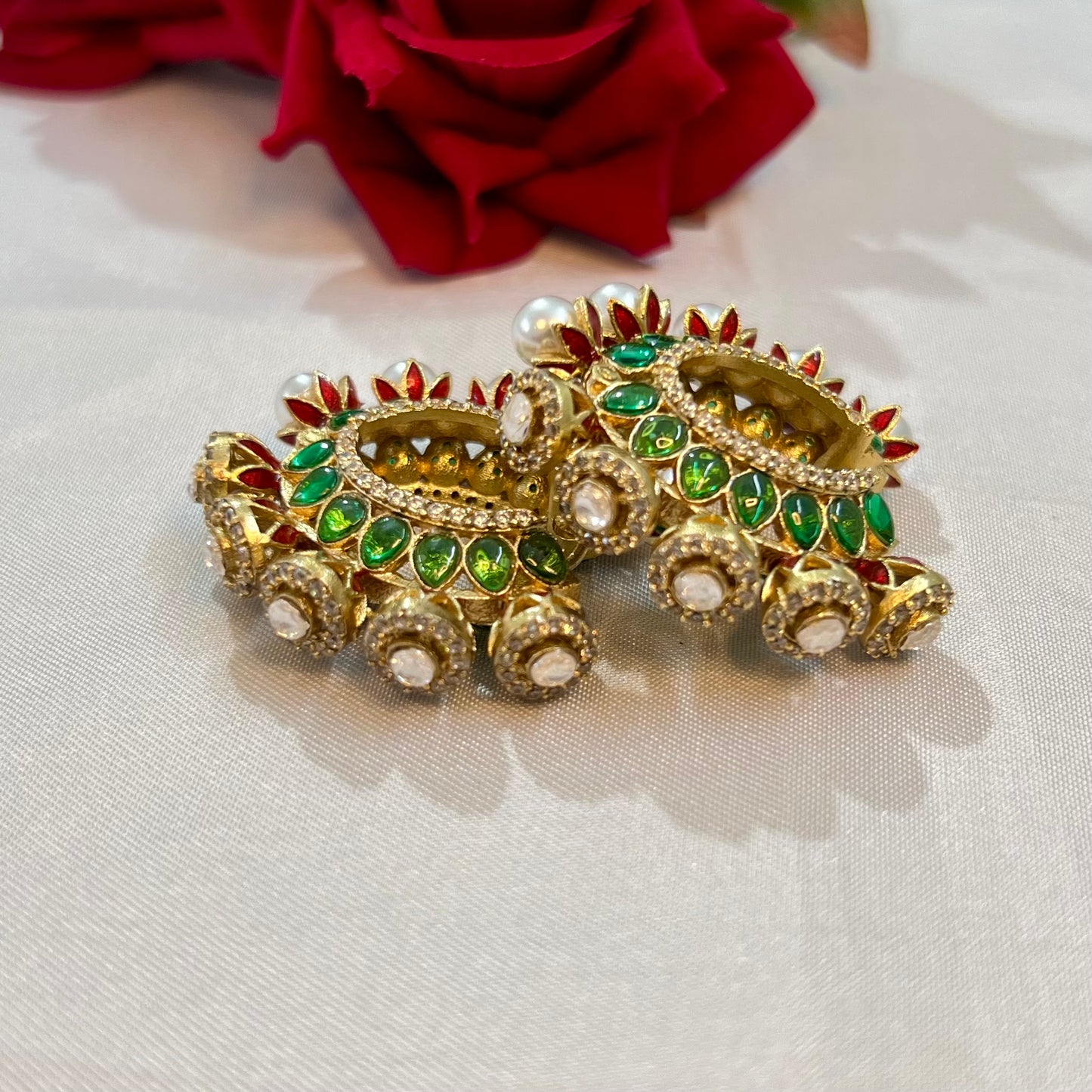 Aamara Polki Kundan Hoops Earrings