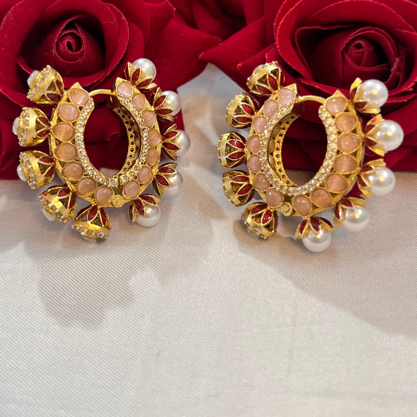 Aamara Polki Kundan Hoops Earrings