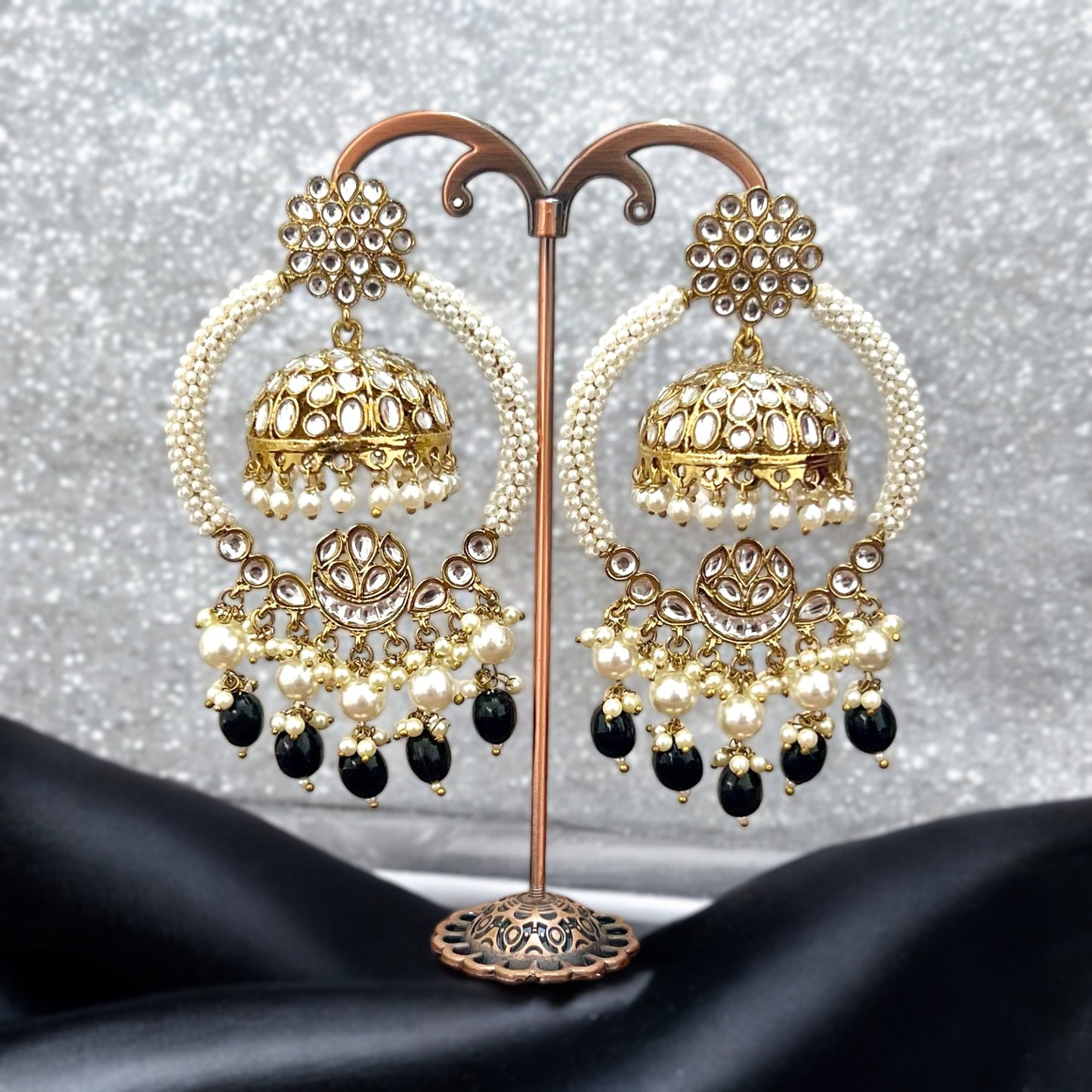 Two in One Noor Kundan Chandbalies with Detachable Jhumkas