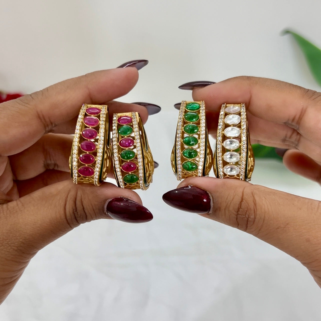 Naira Moissanite Kundan Hoops