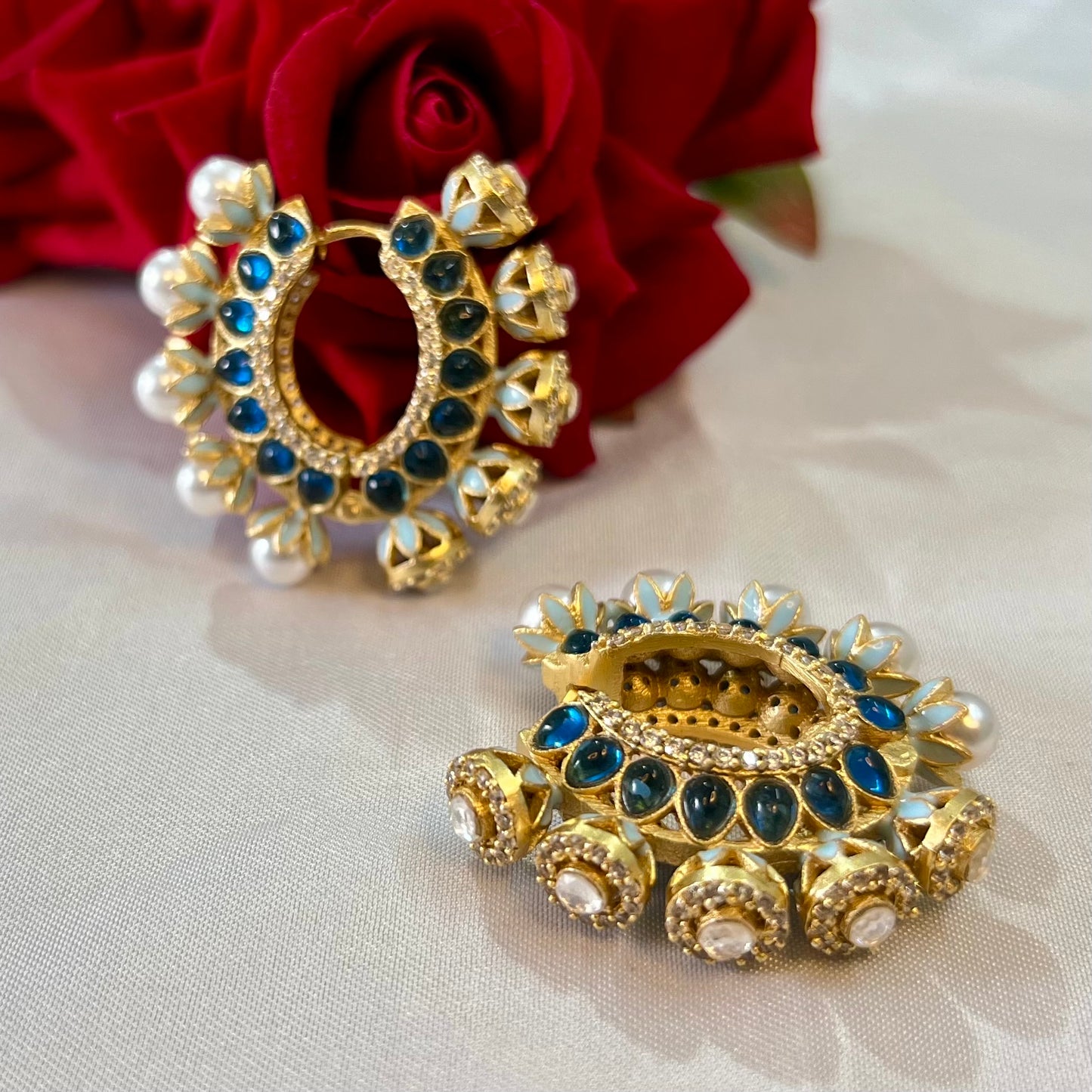 Aamara Polki Kundan Hoops Earrings