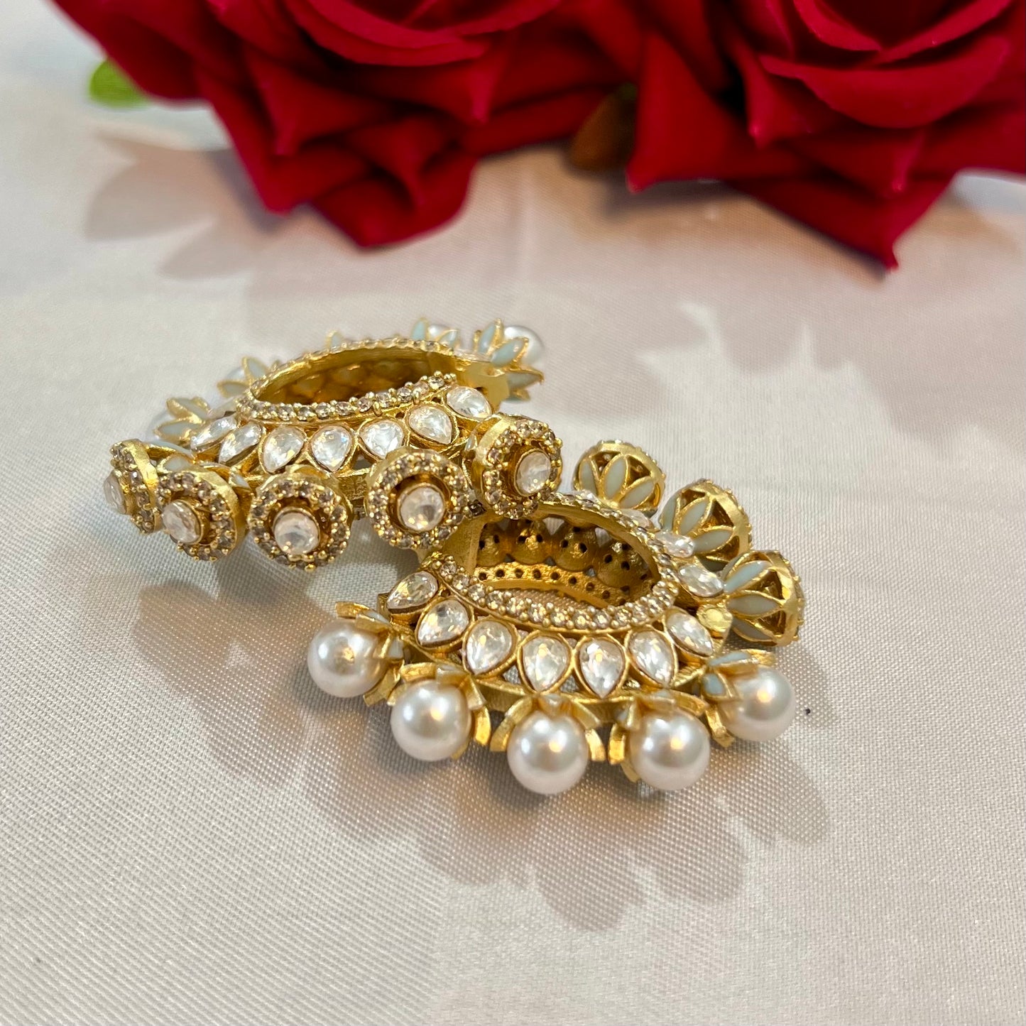 Aamara Polki Kundan Hoops Earrings