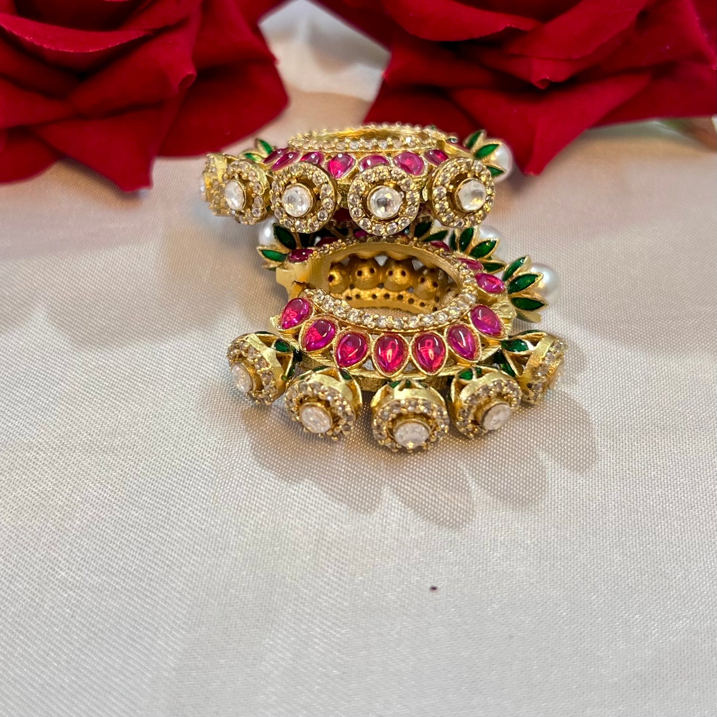 Aamara Polki Kundan Hoops Earrings