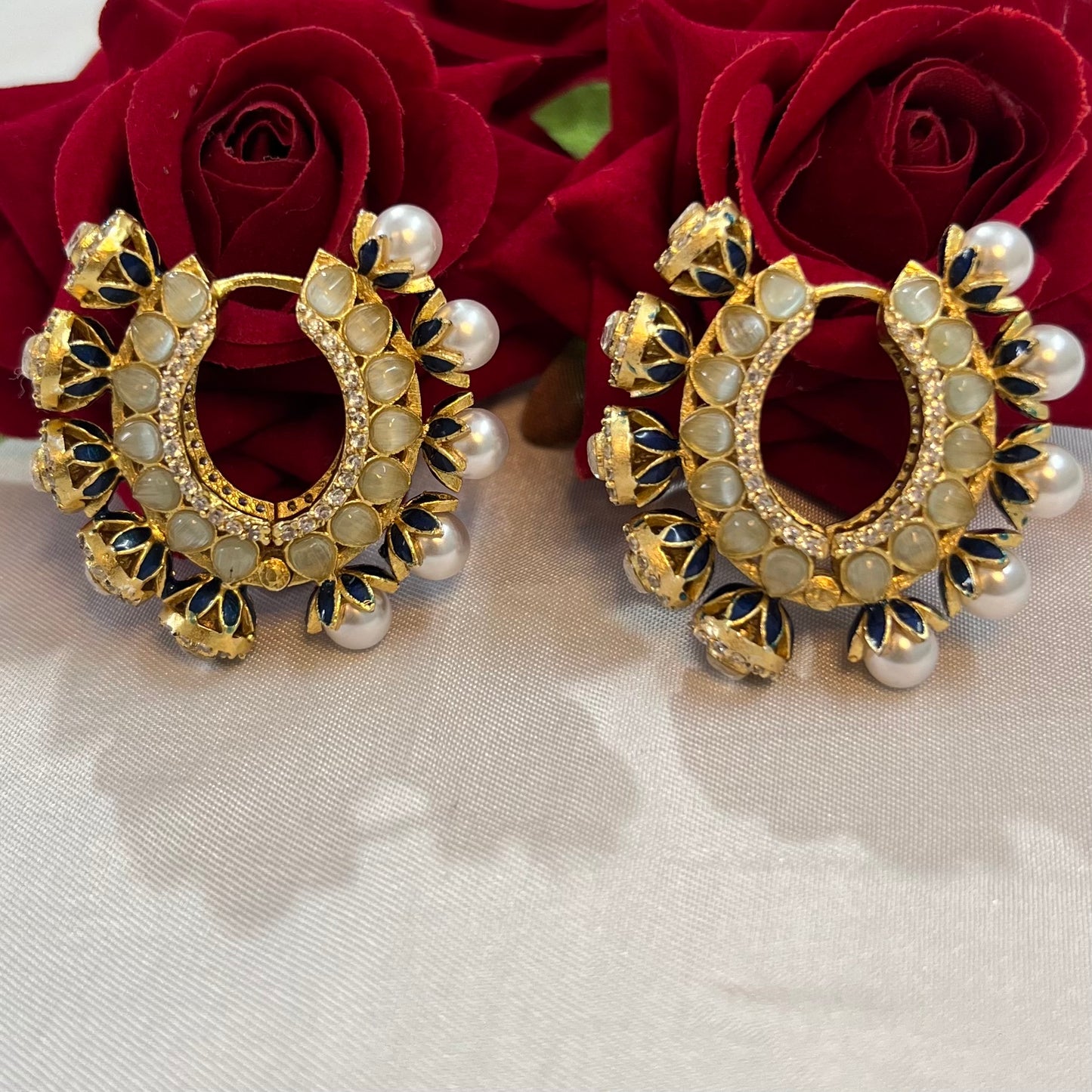 Aamara Polki Kundan Hoops Earrings