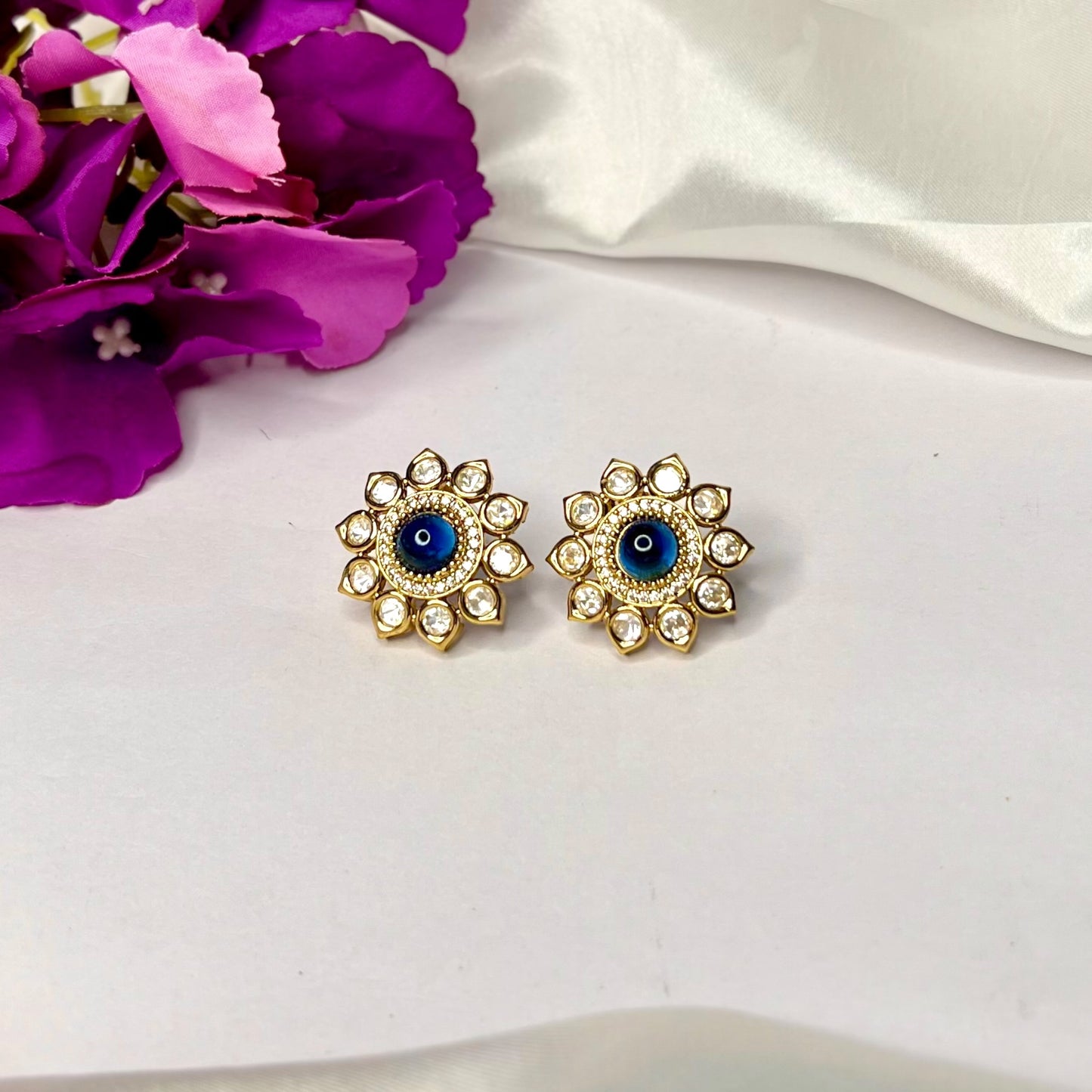 Madhuri Moissanite Kundan Studs