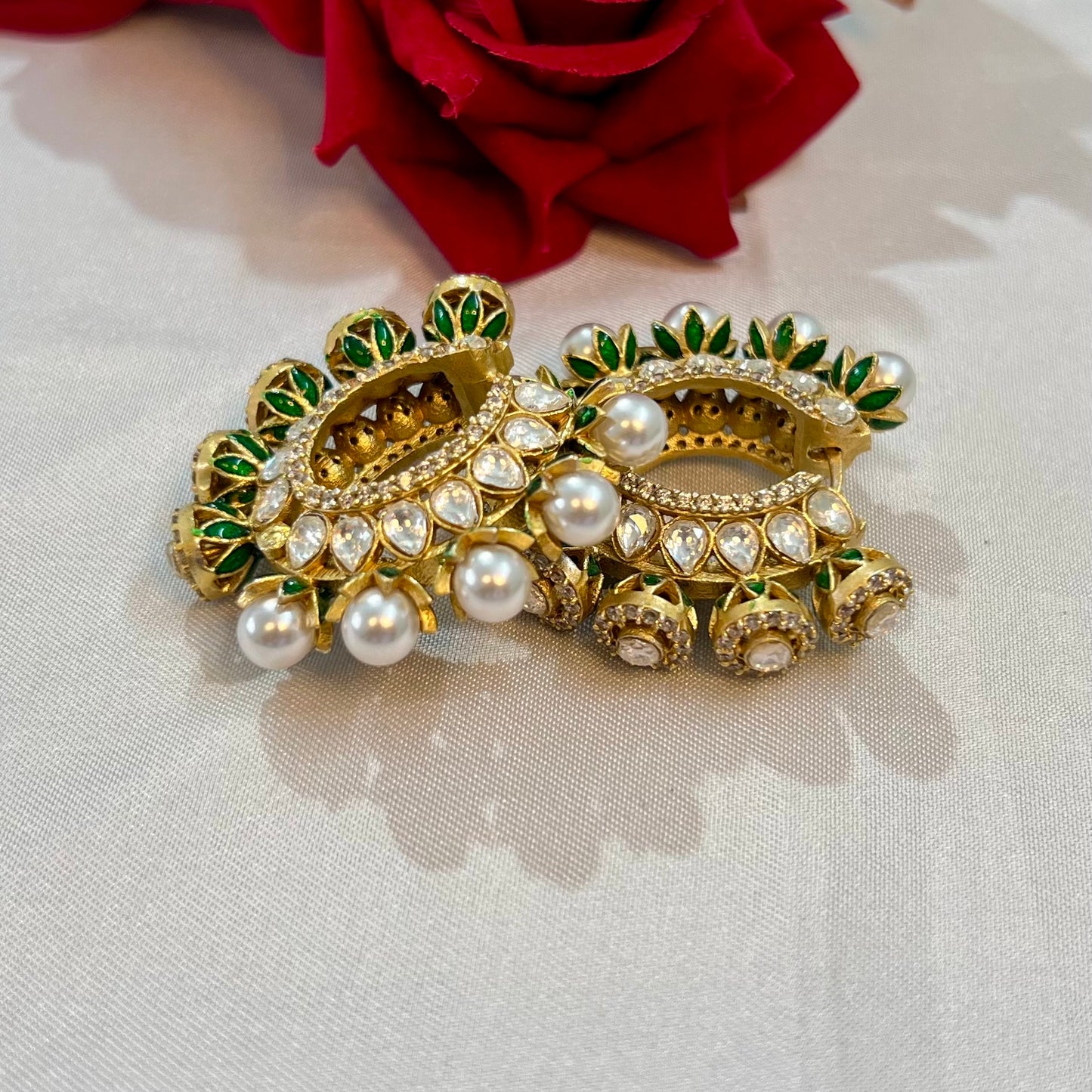 Aamara Polki Kundan Hoops Earrings