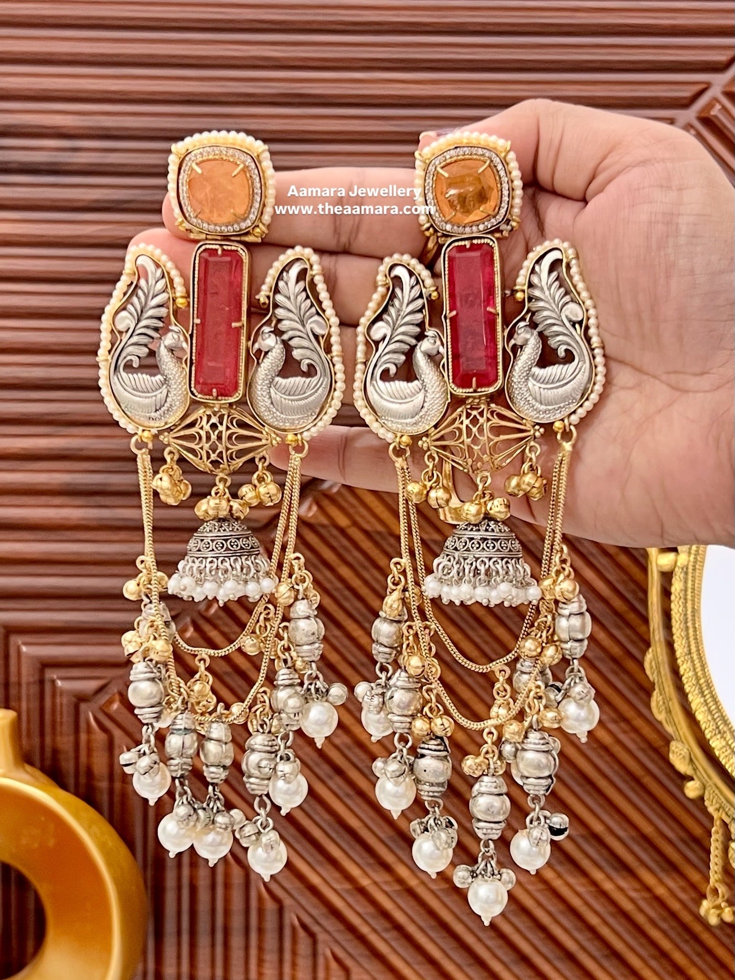 Shakti Gold and silver Plated Fusion Jhumkas