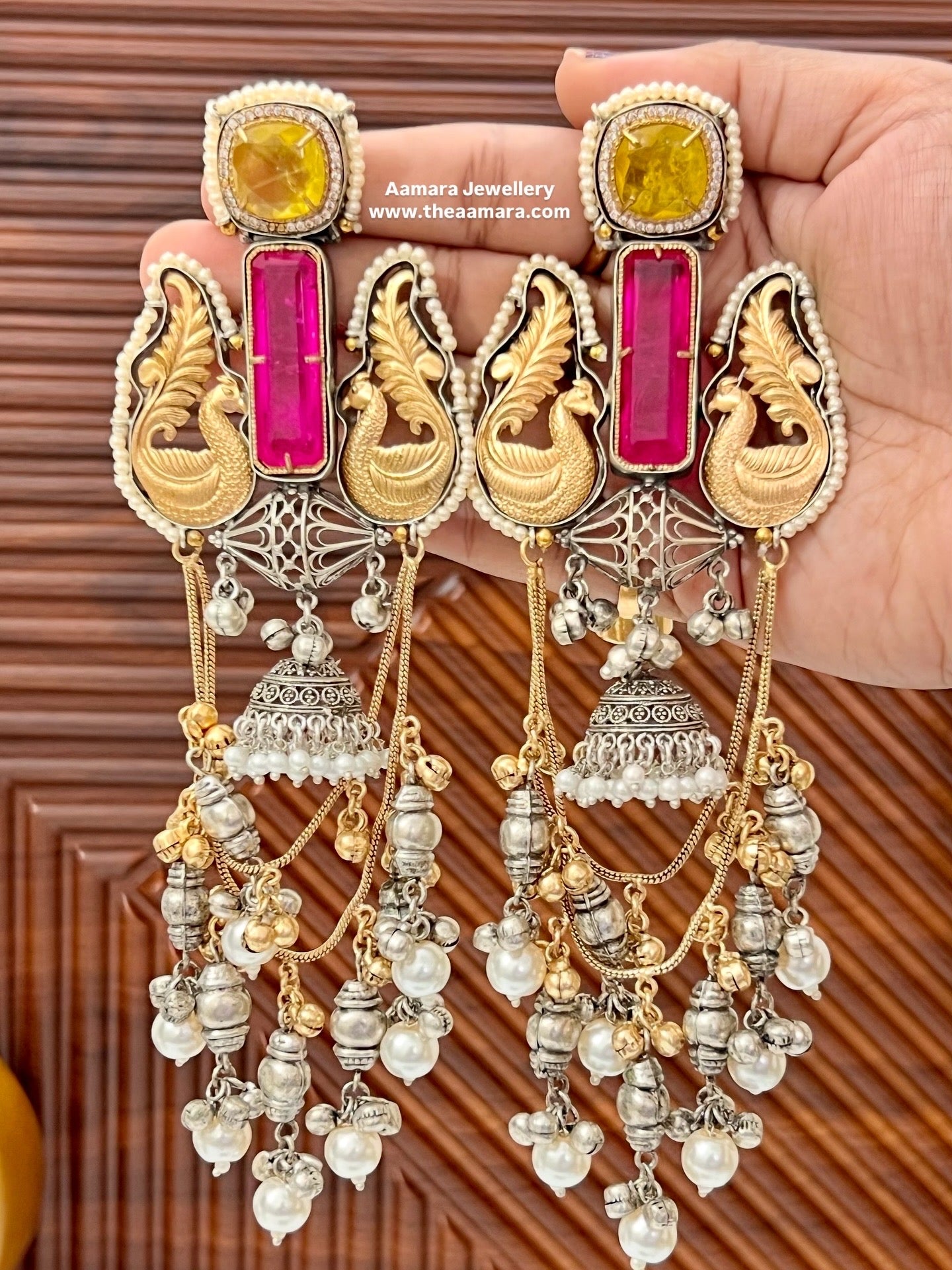 Shakti Gold and silver Plated Fusion Jhumkas