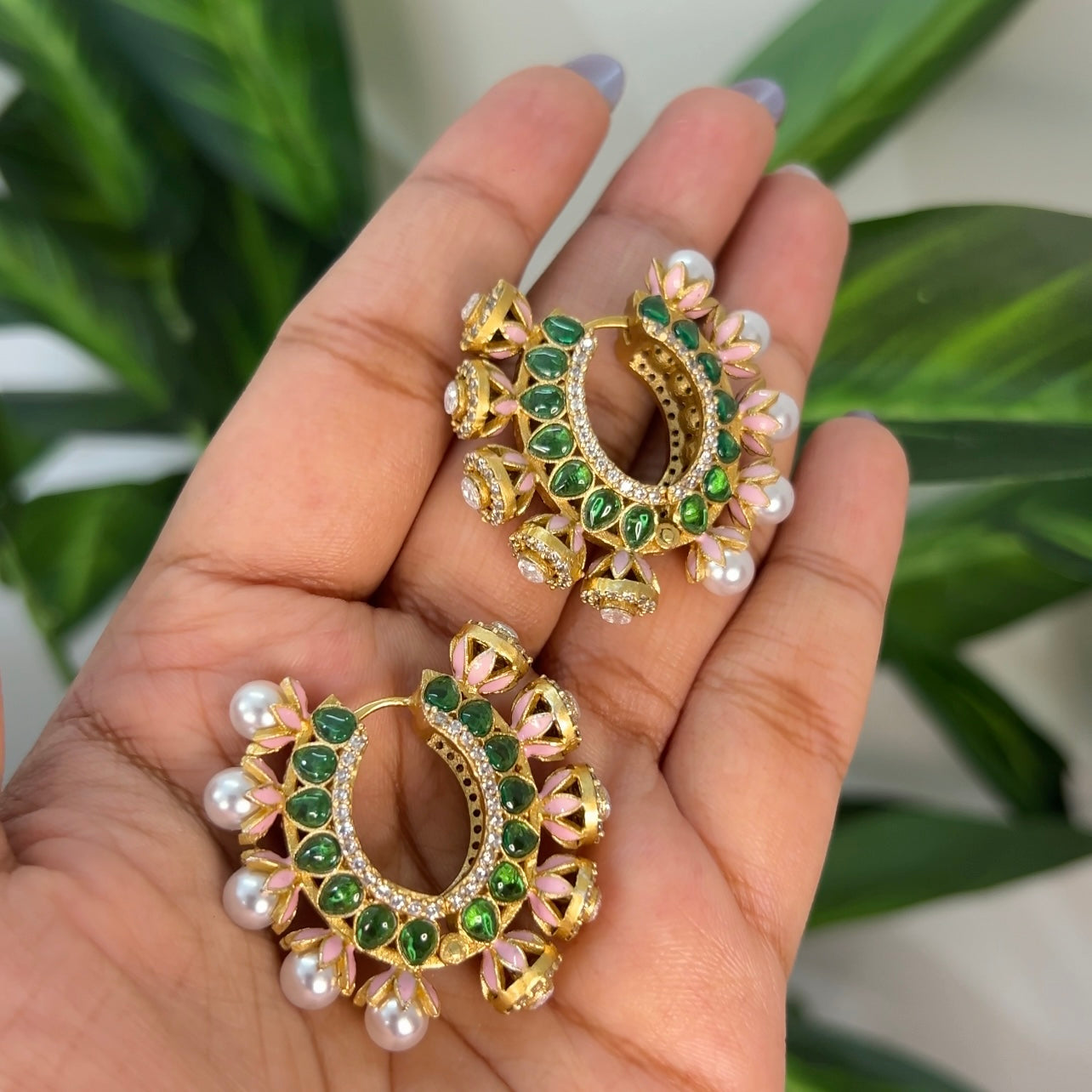 Aamara Polki Kundan Hoops Earrings