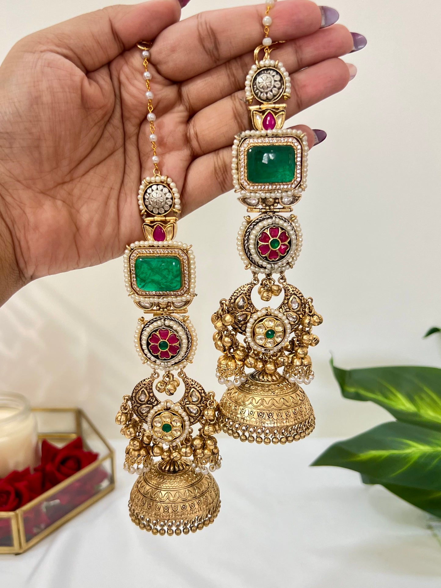Sahiba Jhumkas with Ear Cuff and Ear Chain