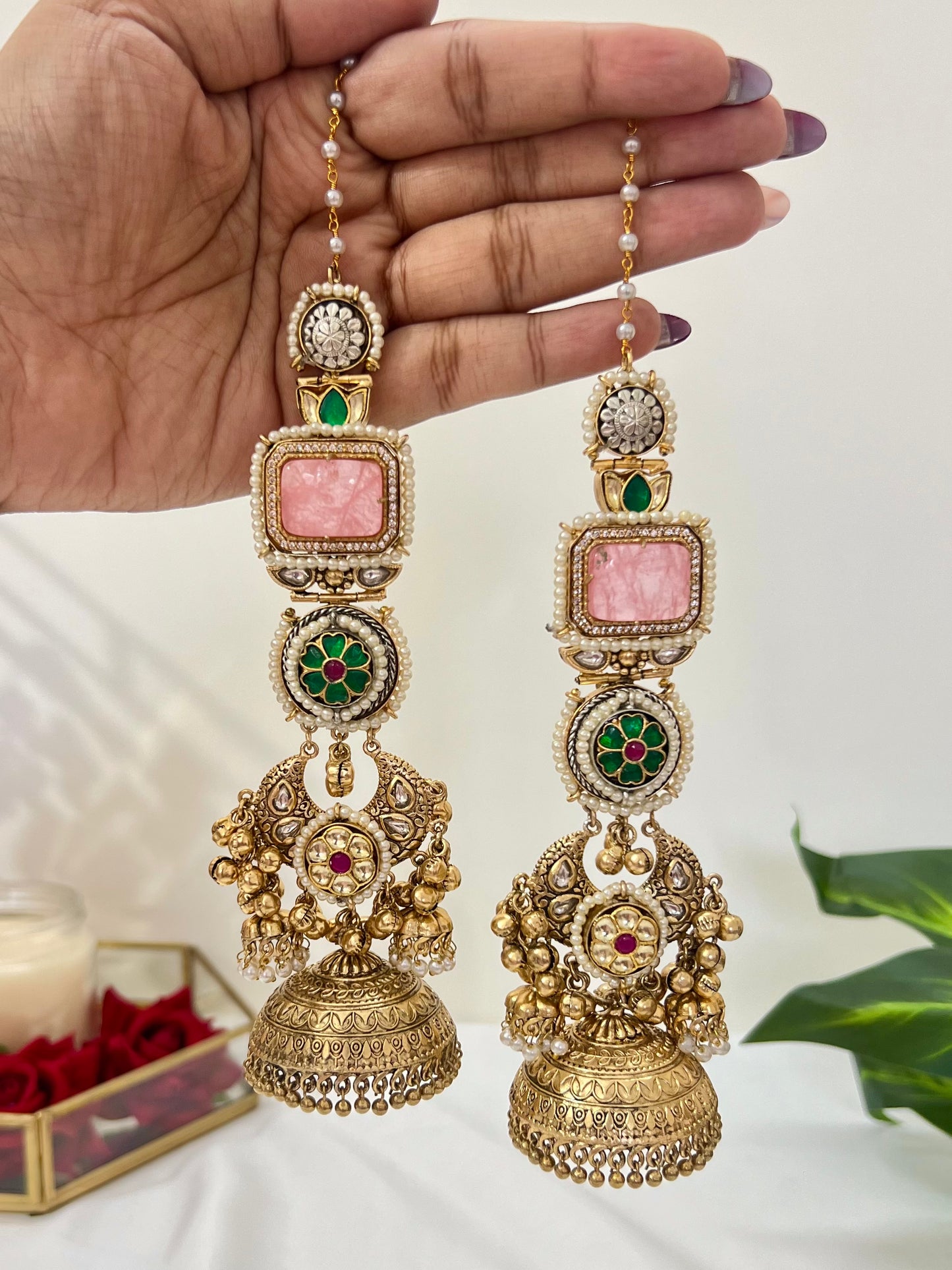 Sahiba Jhumkas with Ear Cuff and Ear Chain