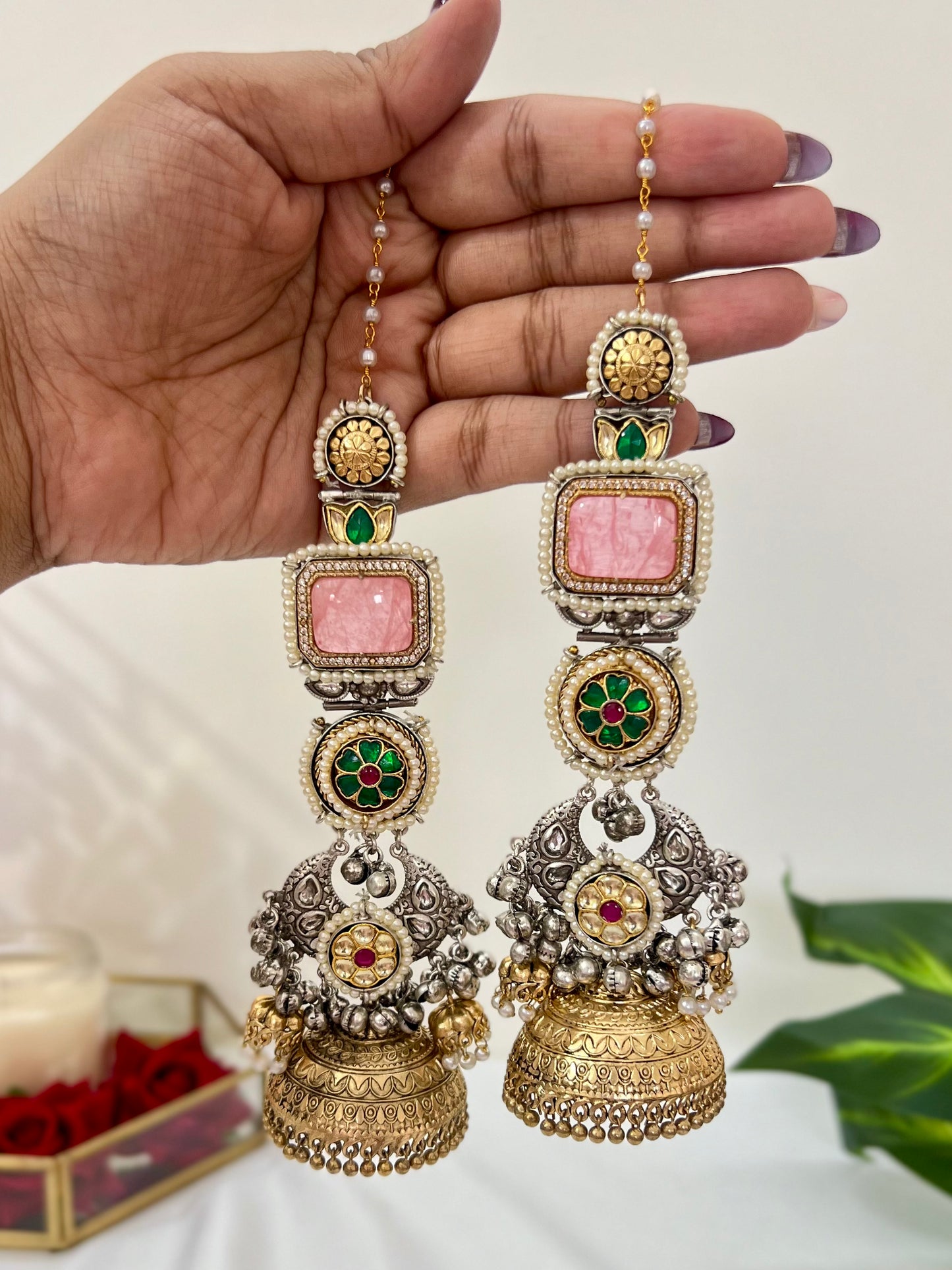 Sahiba Jhumkas with Ear Cuff and Ear Chain