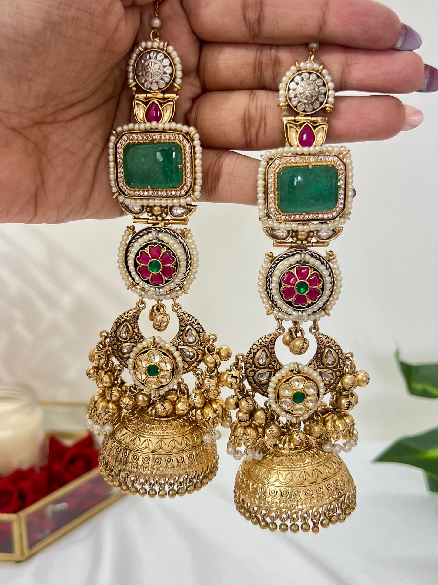 Sahiba Jhumkas with Ear Cuff and Ear Chain