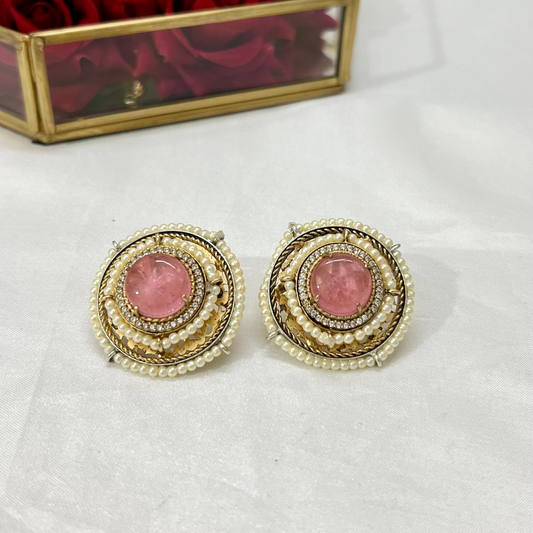Devyani Gold Plated Stud Earring with Doublet Stone