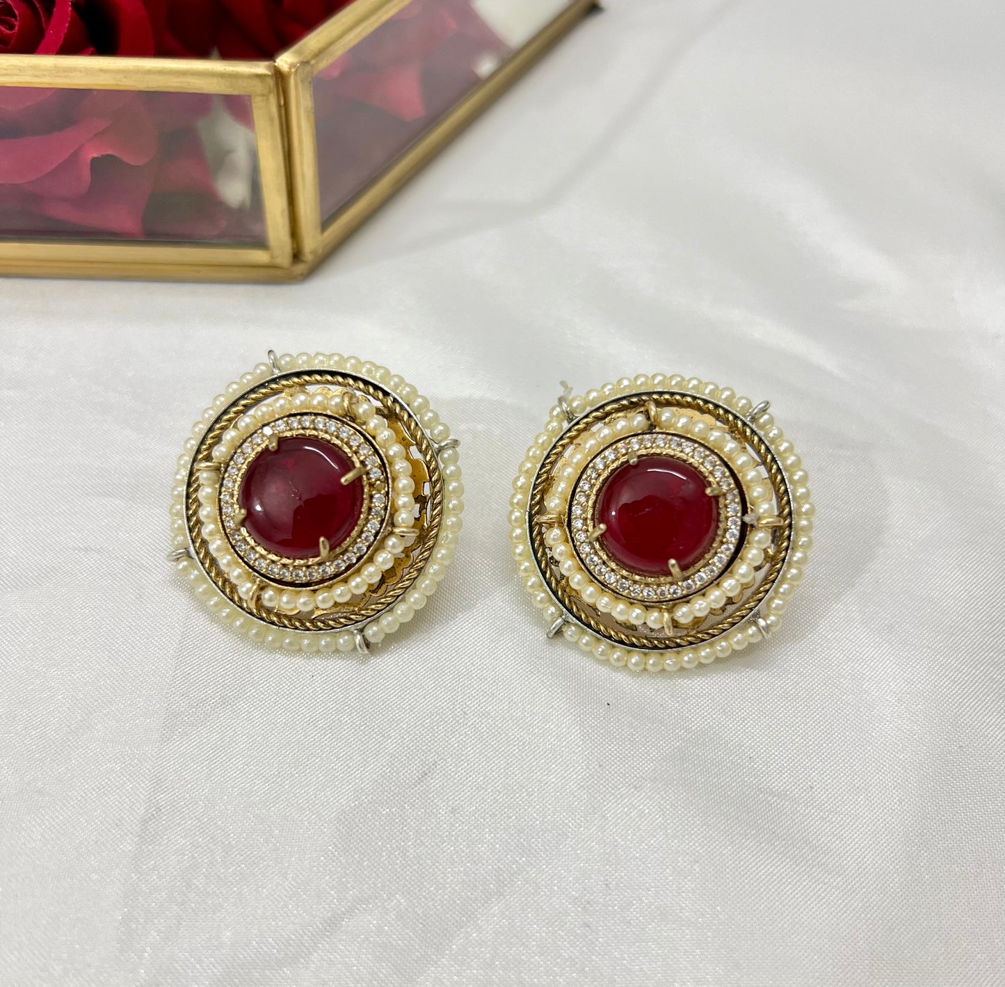 Devyani Gold Plated Stud Earring with Doublet Stone