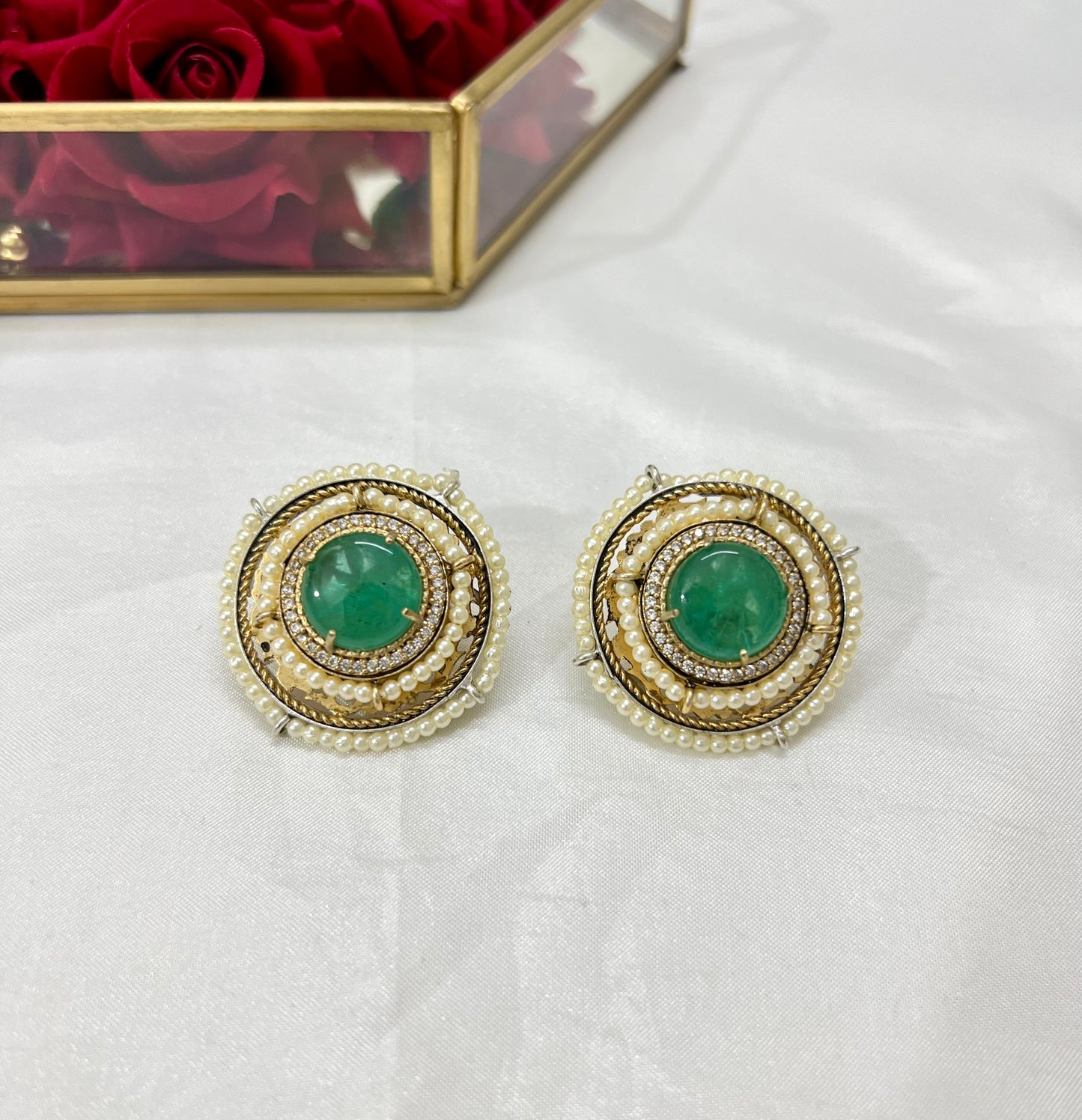 Devyani Gold Plated Stud Earring with Doublet Stone