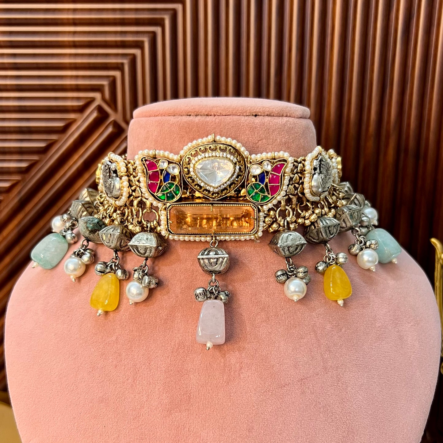 Mahamaya Dual Tone Fusion Necklace with earrings