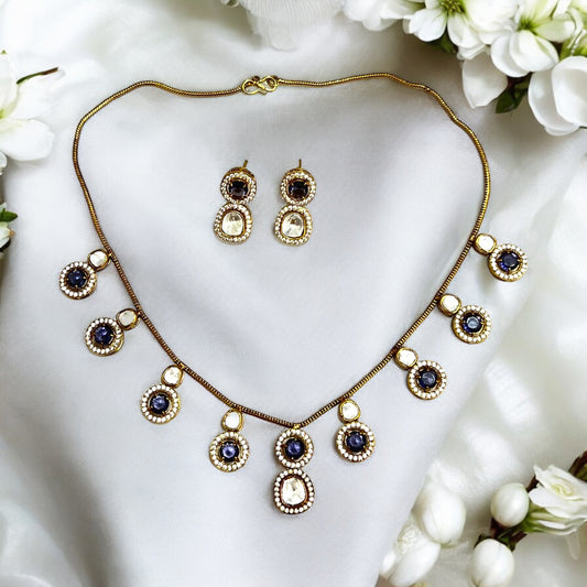 Purple Radhika Moissanite Kundan Jewellery set