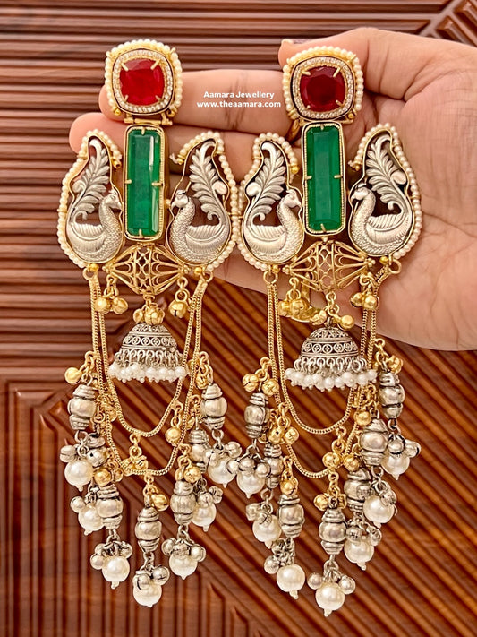 Shakti Gold and silver Plated Fusion Jhumkas