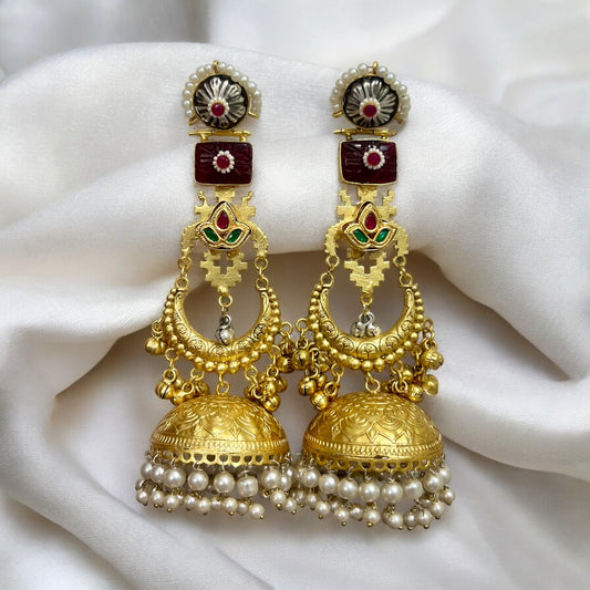 Preeti Fusion Golden Jhumkis