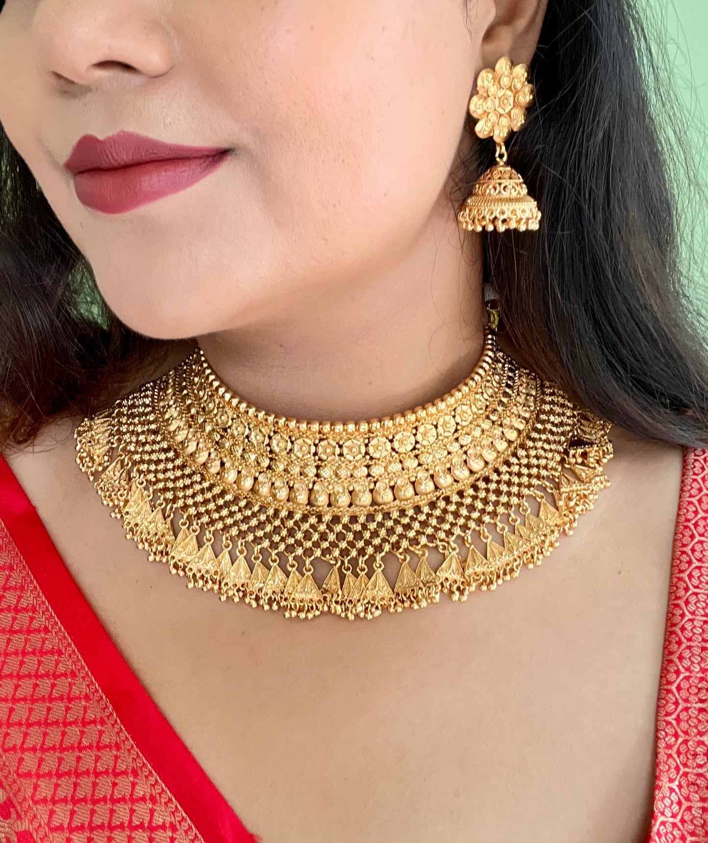 Maharani Gold Plated Choker Jewellery set with Maangtikka