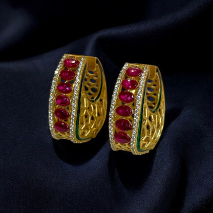 Naira Moissanite Kundan Hoops
