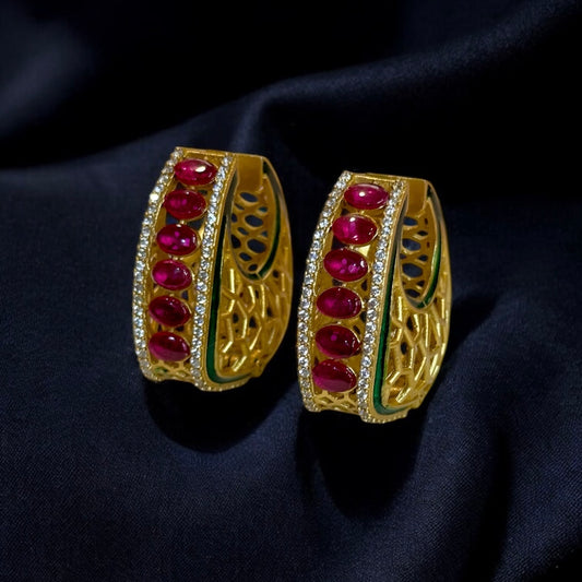 Naira Moissanite Kundan Hoops