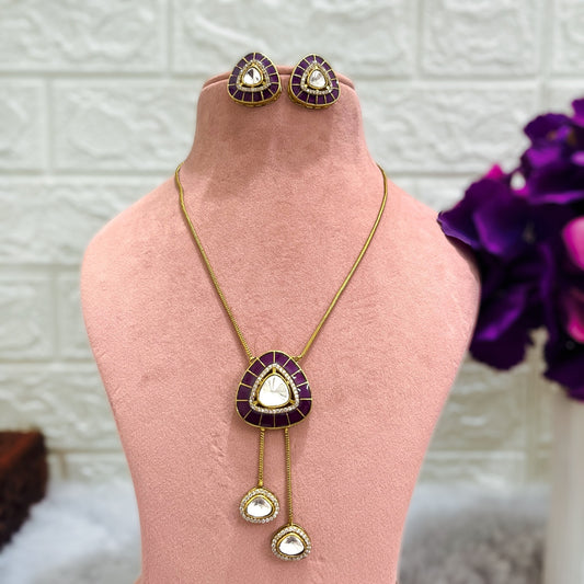 Purple Ira Kundan Jewellery set