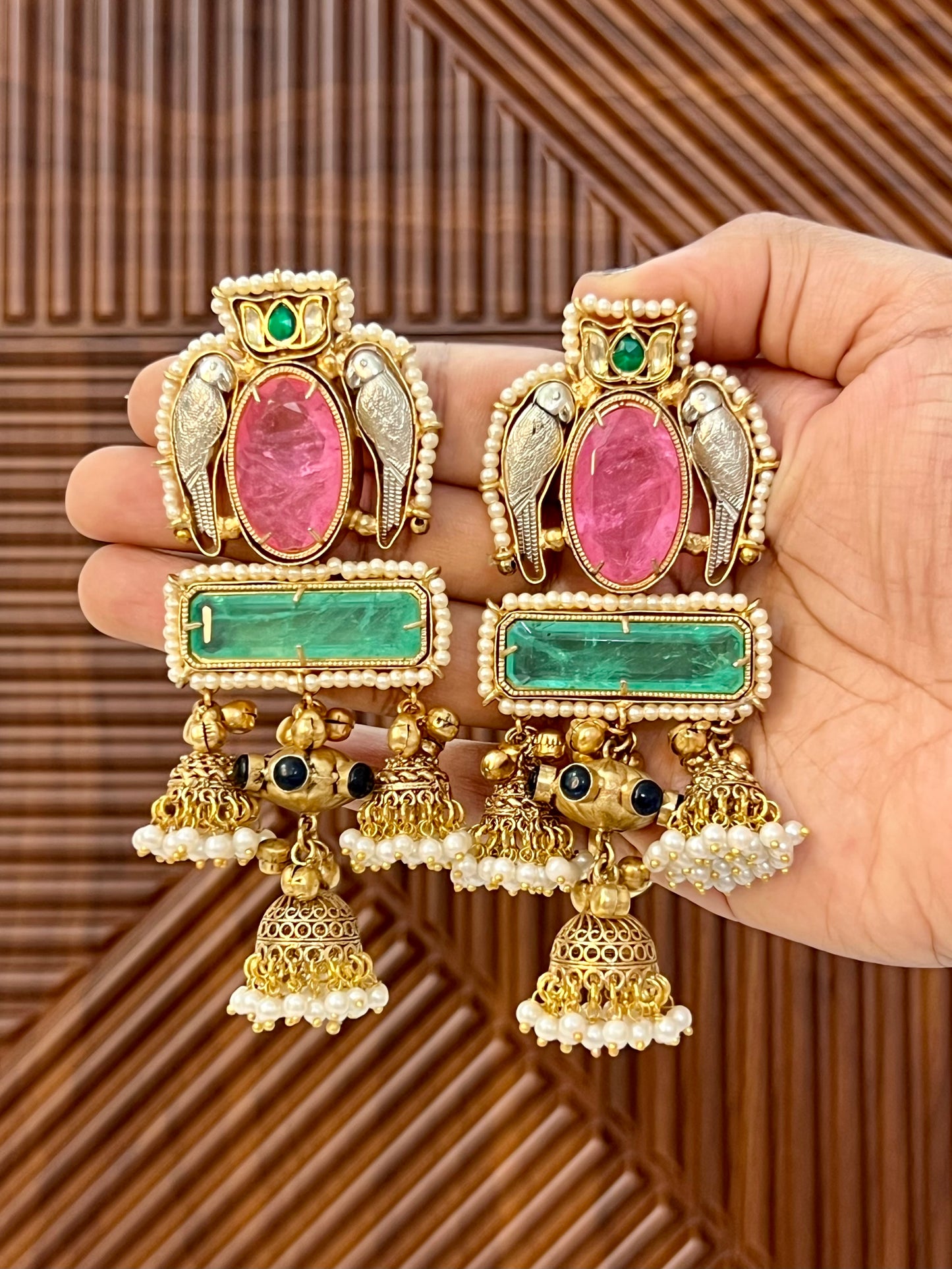 Maahi Gold Plated Earrings with Doublet Stone